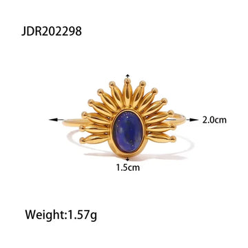 Exaggerate Opening Lapis Lazuli 18k Gold Plated Ring