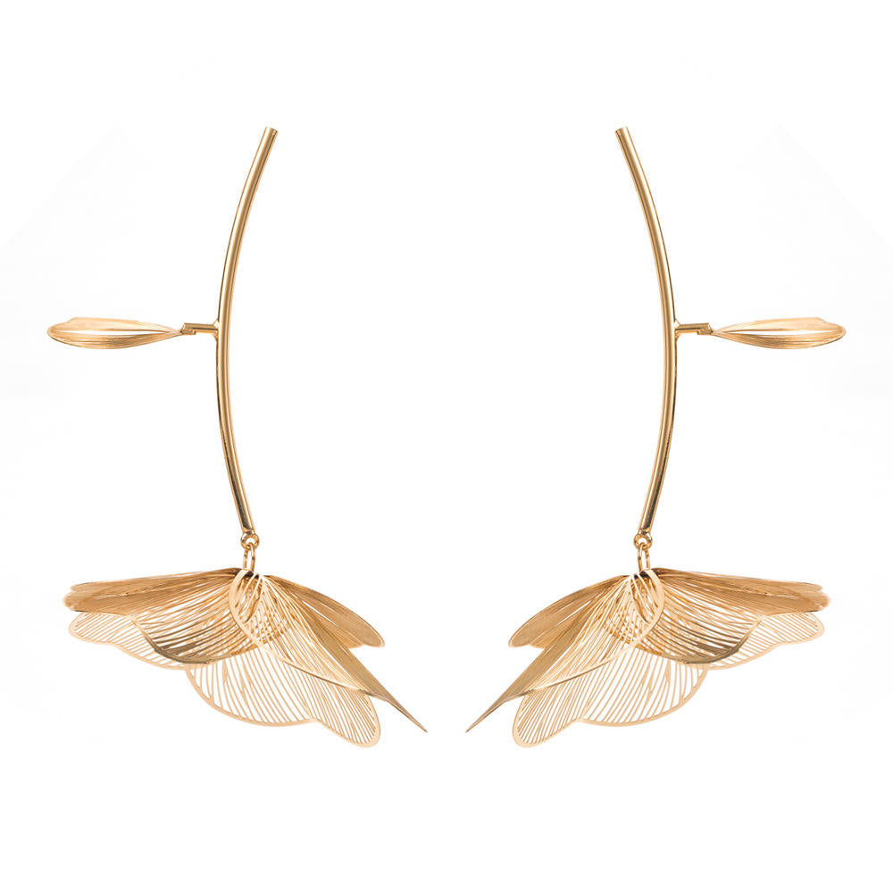 Orek Ivra Bold Flora Dangler earrings gift packaging