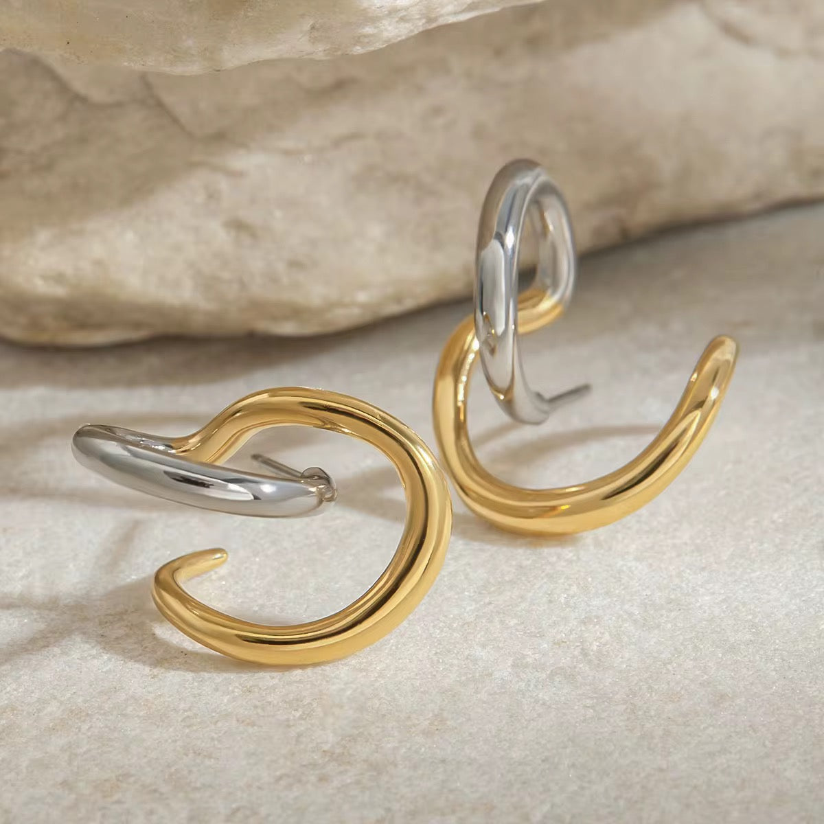 Orek Elia Dual Line Studs styled look, stud earrings