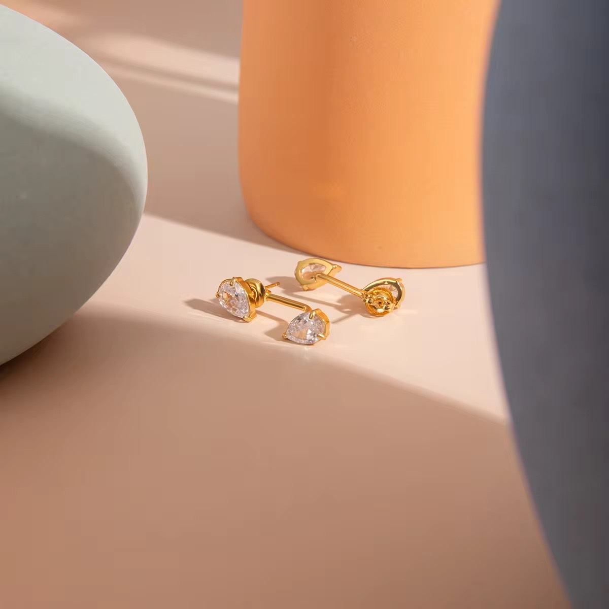 Radiant Elegance Pear Crystal Removable Studs