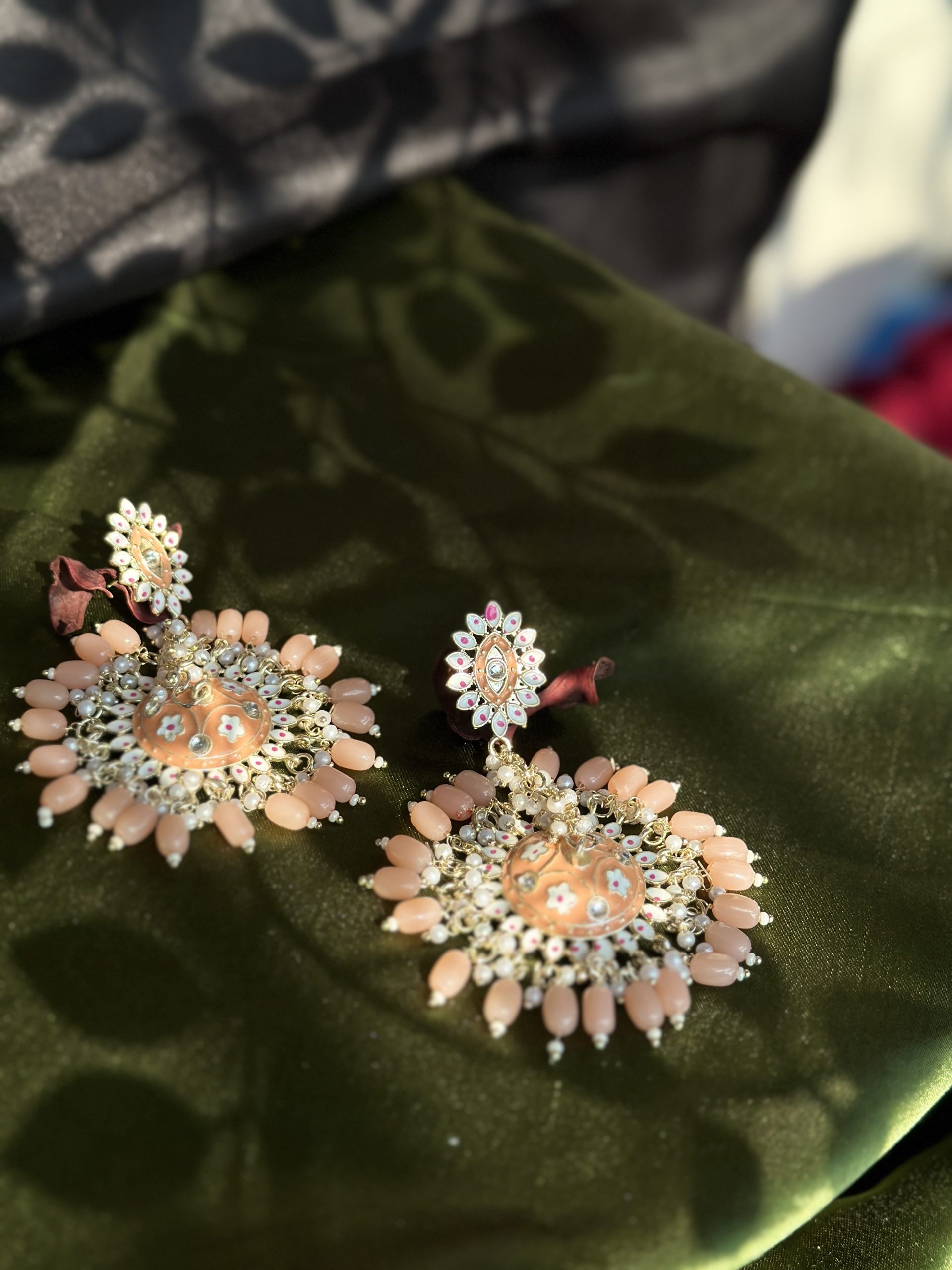 Blush Blossom Jhumka Drops - additional view