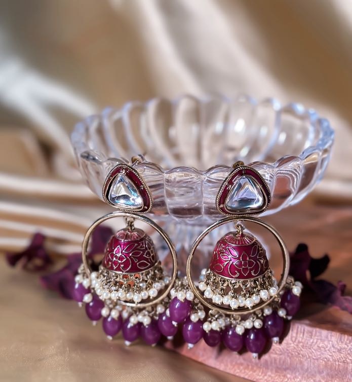 Amethyst Dream Jhumka With Meena work