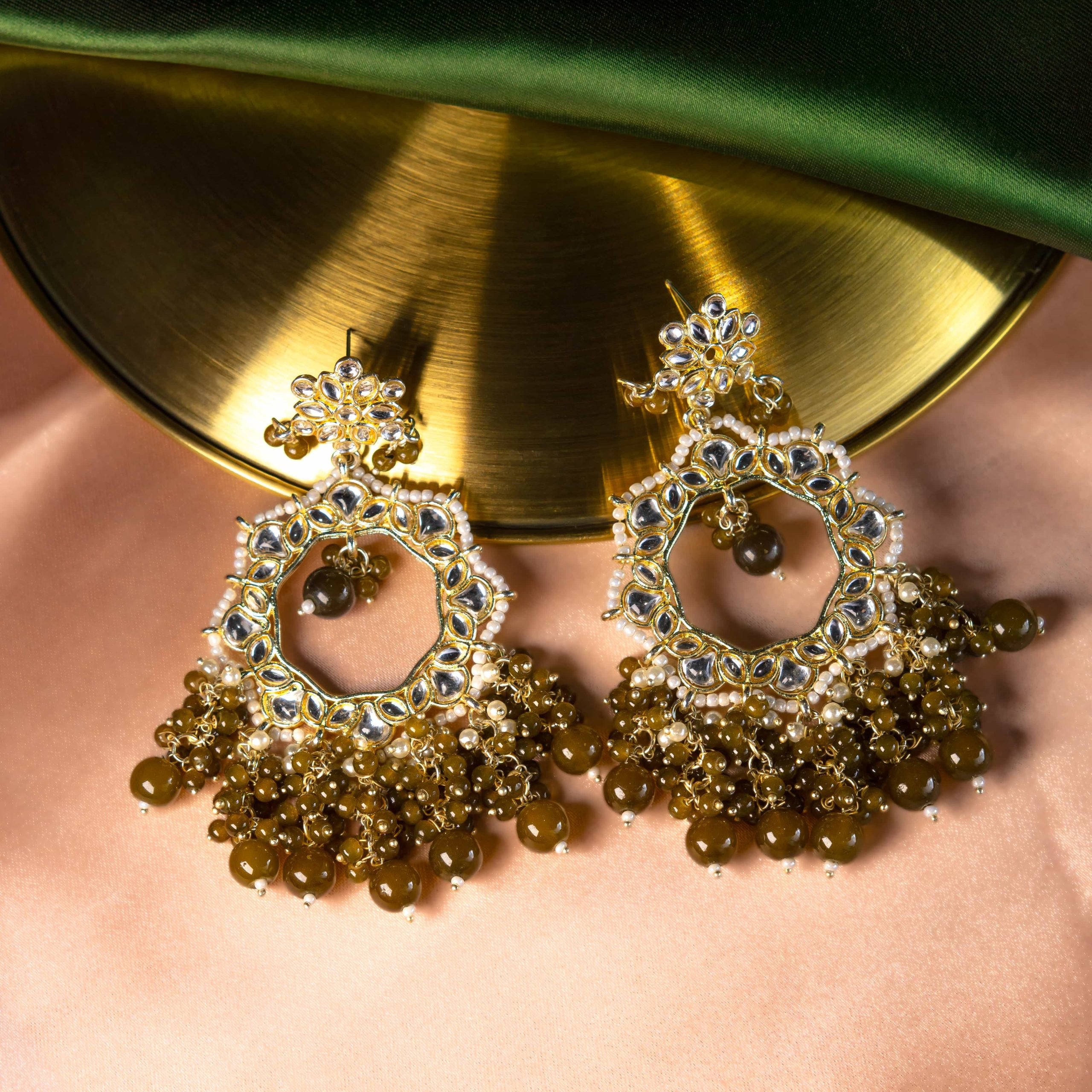 Olive Royale Kundan Earrings - additional view
