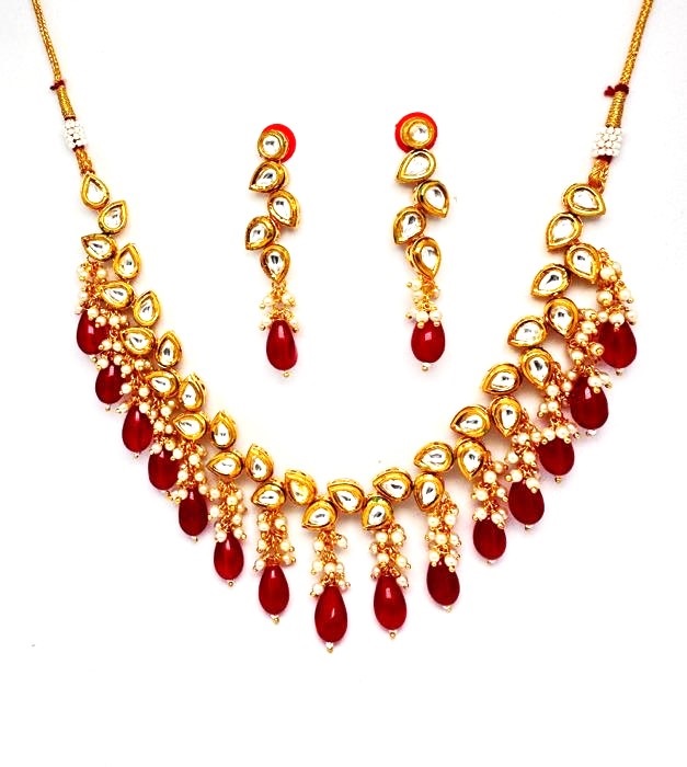 Royal Ruby Kundan & Pearl Drop Necklace - additional view