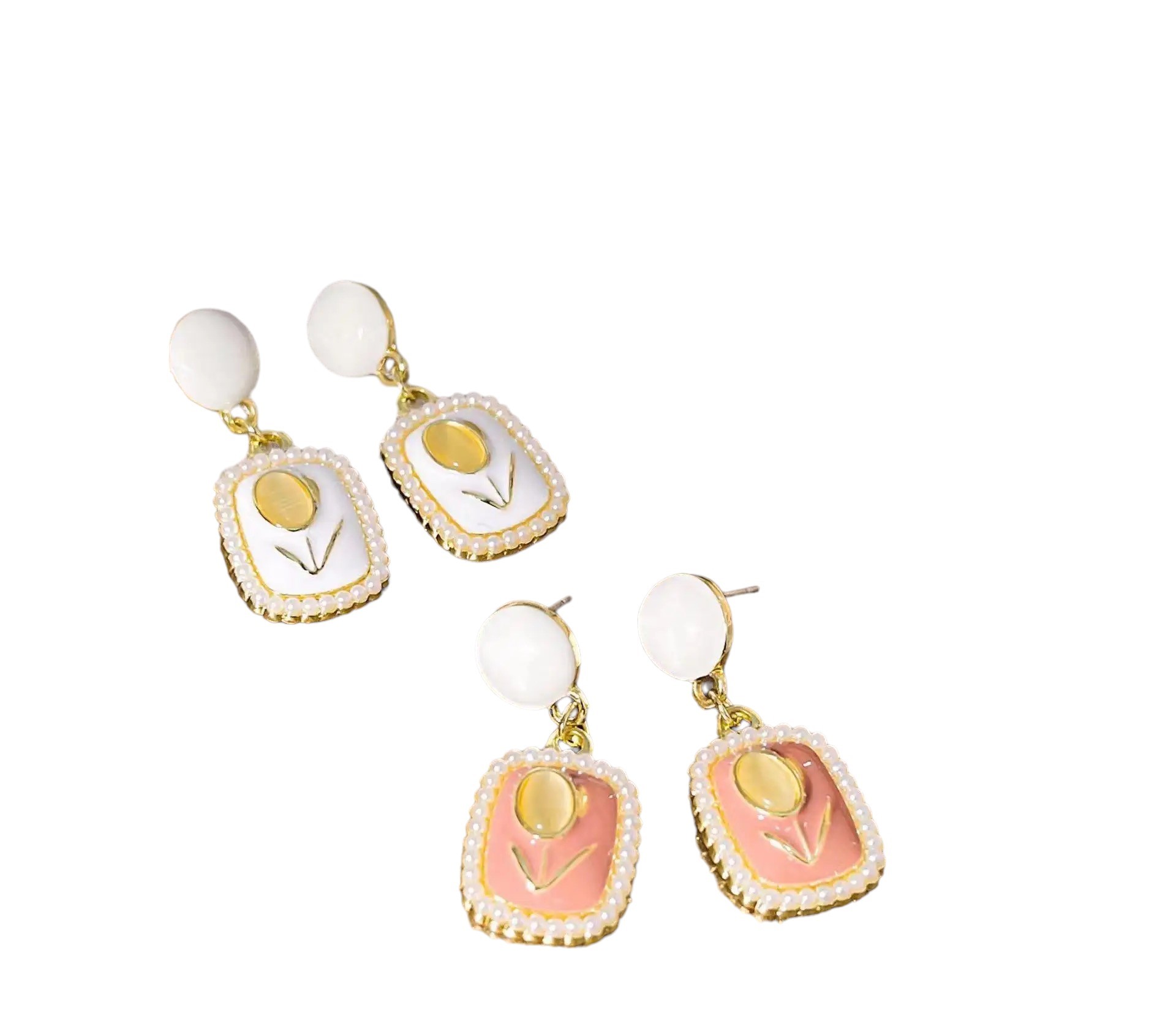Western Square Pearl Flower Tessel Earings For Women & Girls |Stylish & Elegant (Brown &White)