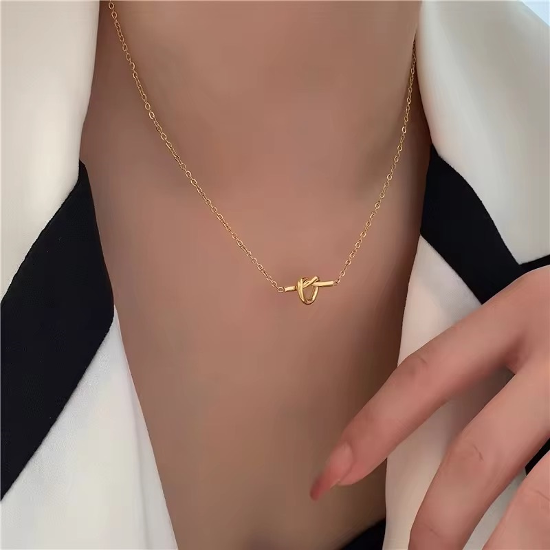 Heart Love Knot Titanium Necklace - additional view