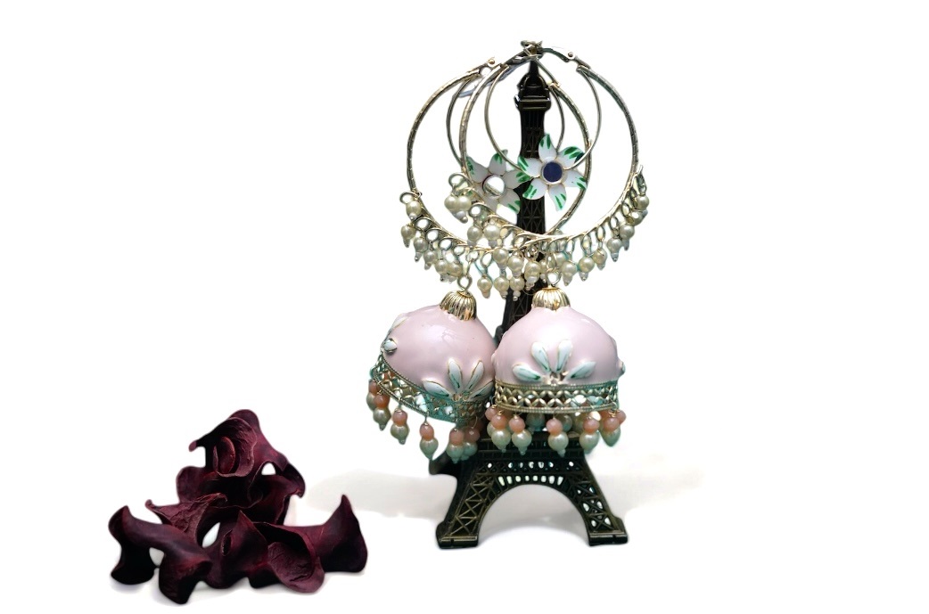 Parisian Bloom Hoop Jhumka Earrings - additional view