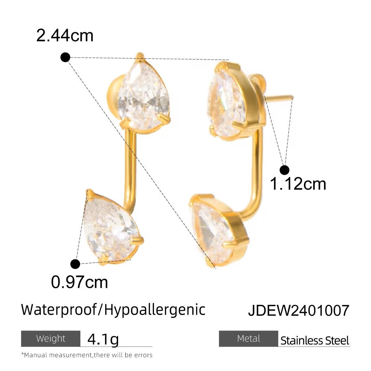 Radiant Elegance Pear Crystal Removable Studs