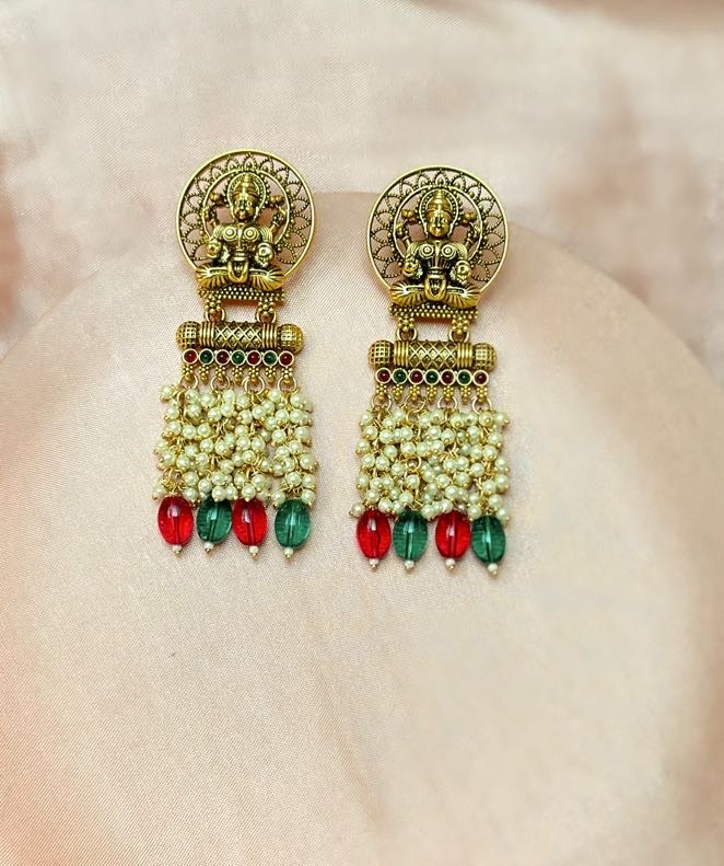 Temple Glory Pearl Drop Earrings