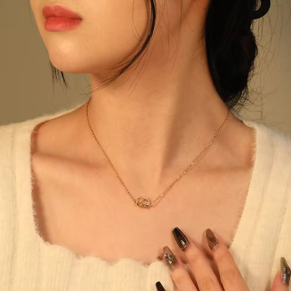 Heart Love Knot Titanium Necklace
