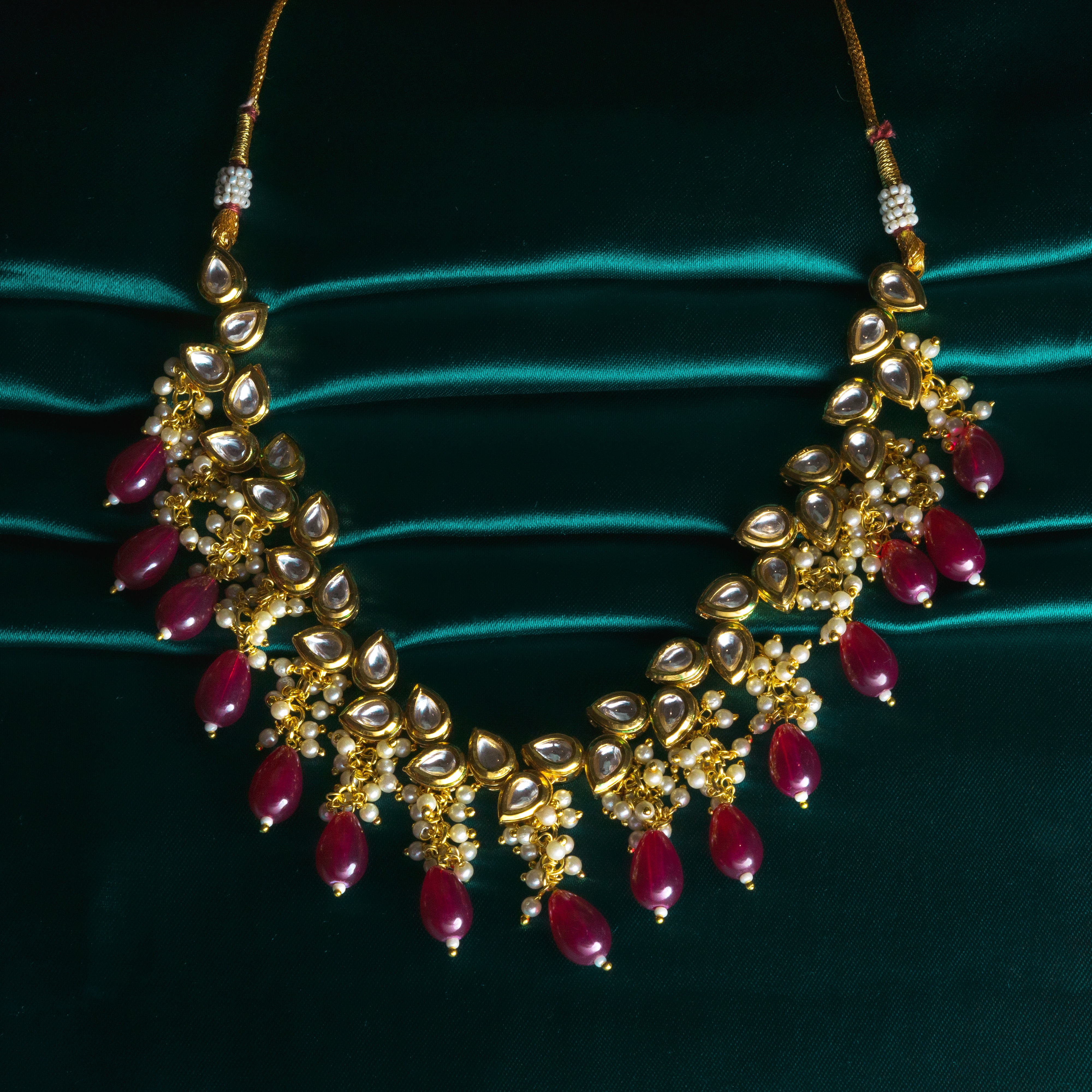 Royal Ruby Kundan & Pearl Drop Necklace