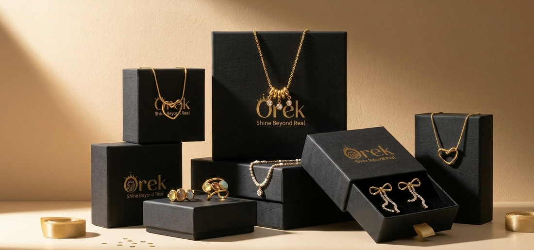 Minimal anti tarnish jewellery arranged for gifting