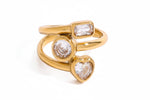 Zircon Multi Three Layers Hollowed 18k Plated Three-Layer-Heart Ring