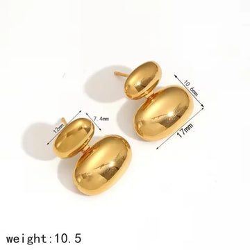 Dainty PVD Gold Plated Smooth Glassy Vintage Studs