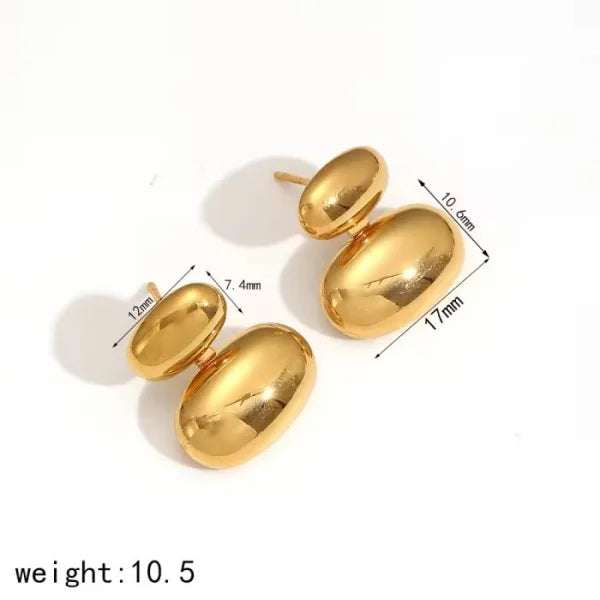 Dainty PVD Gold Plated Smooth Glassy Vintage Studs