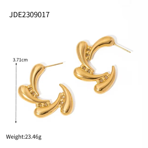Golden Bloom Rotating Water Drop Earrings