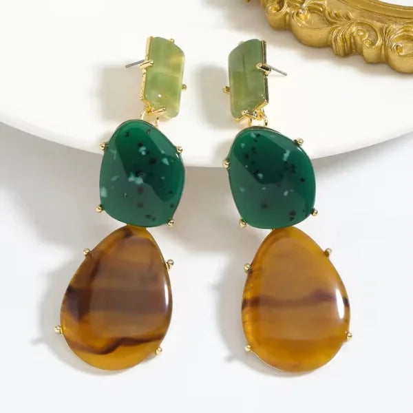 ZA Vintage Resin Teardrop Long Dangle Earrings