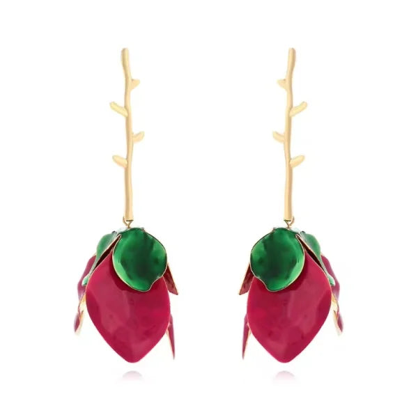 ZA Latest Fashion Metallic Rose Earrings