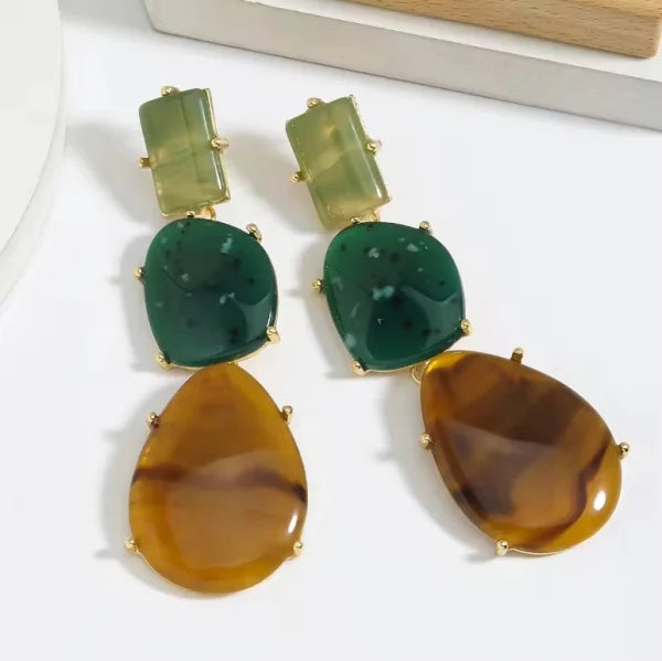 ZA Vintage Resin Teardrop Long Dangle Earrings