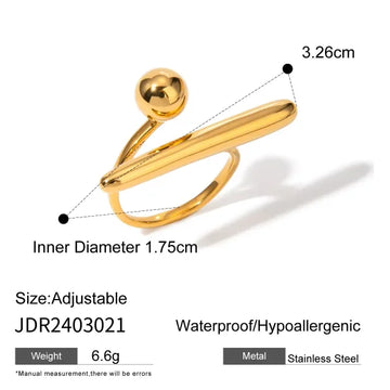 Geometric Ball Opening 18k Gold Plated Classic Ring