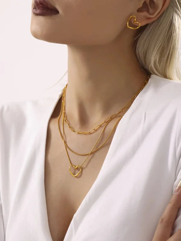 Minimalist Hollow Out 18K Gold Plated Heart Choker Pendant Necklace