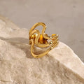 OREK 18k Gold Plated Luxury Smooth Line Shaped Open Ring Anti Tarnish Gold Plated Jewelry 2.5 Micron Premium Finish Long Lasting with 1 Year Exchange Warranty