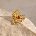 OREK 18k Gold Plated Luxury Smooth Line Shaped Open Ring Anti Tarnish Gold Plated Jewelry 2.5 Micron Premium Finish Long Lasting with 1 Year Exchange Warranty