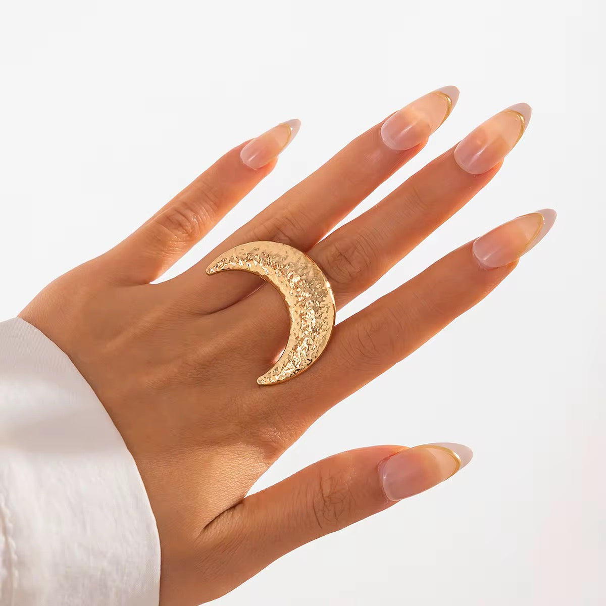 OREK Luxe 18K Gold Plated Big Moon Irregular Ring Anti Tarnish Gold Plated Jewelry 2.5 Micron Premium Finish Long Lasting with 1 Year Exchange Warranty