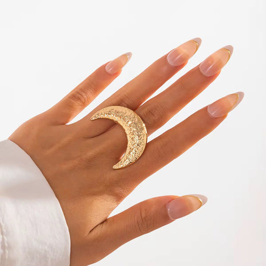 Orek Selene Big Moon Ring waterproof anti tarnish ring for women