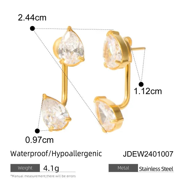 Radiant Elegance Pear Crystal Removable Studs