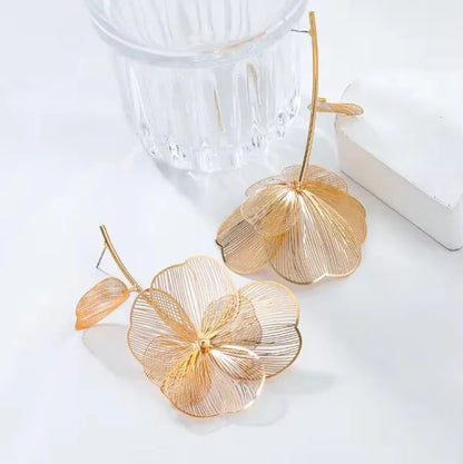 Orek Ivra Bold Flora Dangler earrings styled with everyday outfit