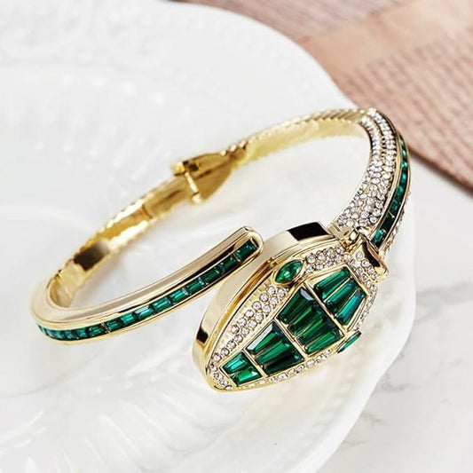 Orek Emerald Serpent Watch, green and gold statement watch for women