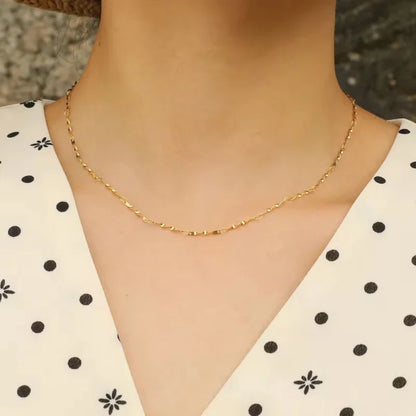 Orek Kova Infinite Loop Necklace — alternate angle, anti-tarnish gold plated