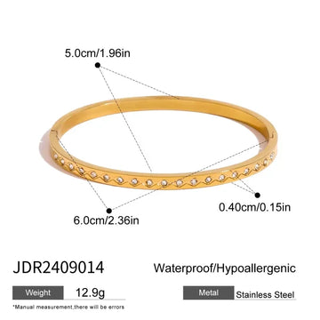 White Round Zircon Diamond Clasp Bangle Bracelet 50x60 mm with Elegant Sparkle Design