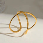 OREK BOLD Crossover line design 18k Gold Plated Adjustable Ring Anti Tarnish Gold Plated Jewelry 2.5 Micron Premium Finish Long Lasting with 1 Year Exchange Warranty