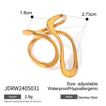 Polished Line Abstract Open Modern Ring