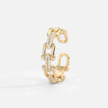 OREK 18k U shaped Lock Chain Brass Copper Cubic Zircon Opening Rings Anti Tarnish Gold Plated Jewelry 2.5 Micron Premium Finish Long Lasting with 1 Year Exchange Warranty