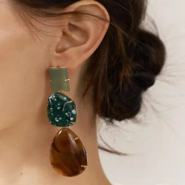 ZA Vintage Resin Teardrop Long Dangle Earrings