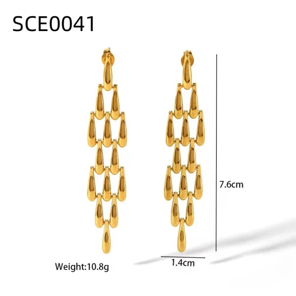 Tassel Woven Drop Long 18k Gold Plated Earring