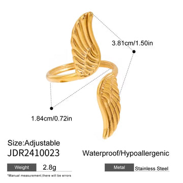 Peace Dove Wing Adjustable Open Retro Trendy Ring