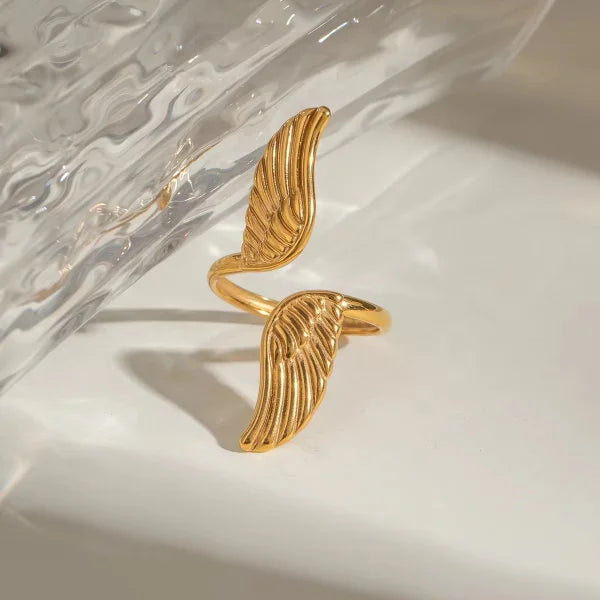OREK Peace Dove Wing Adjustable Open Retro Trendy Ring Anti Tarnish Gold Plated Jewelry 2.5 Micron Premium Finish Long Lasting with 1 Year Exchange Warranty
