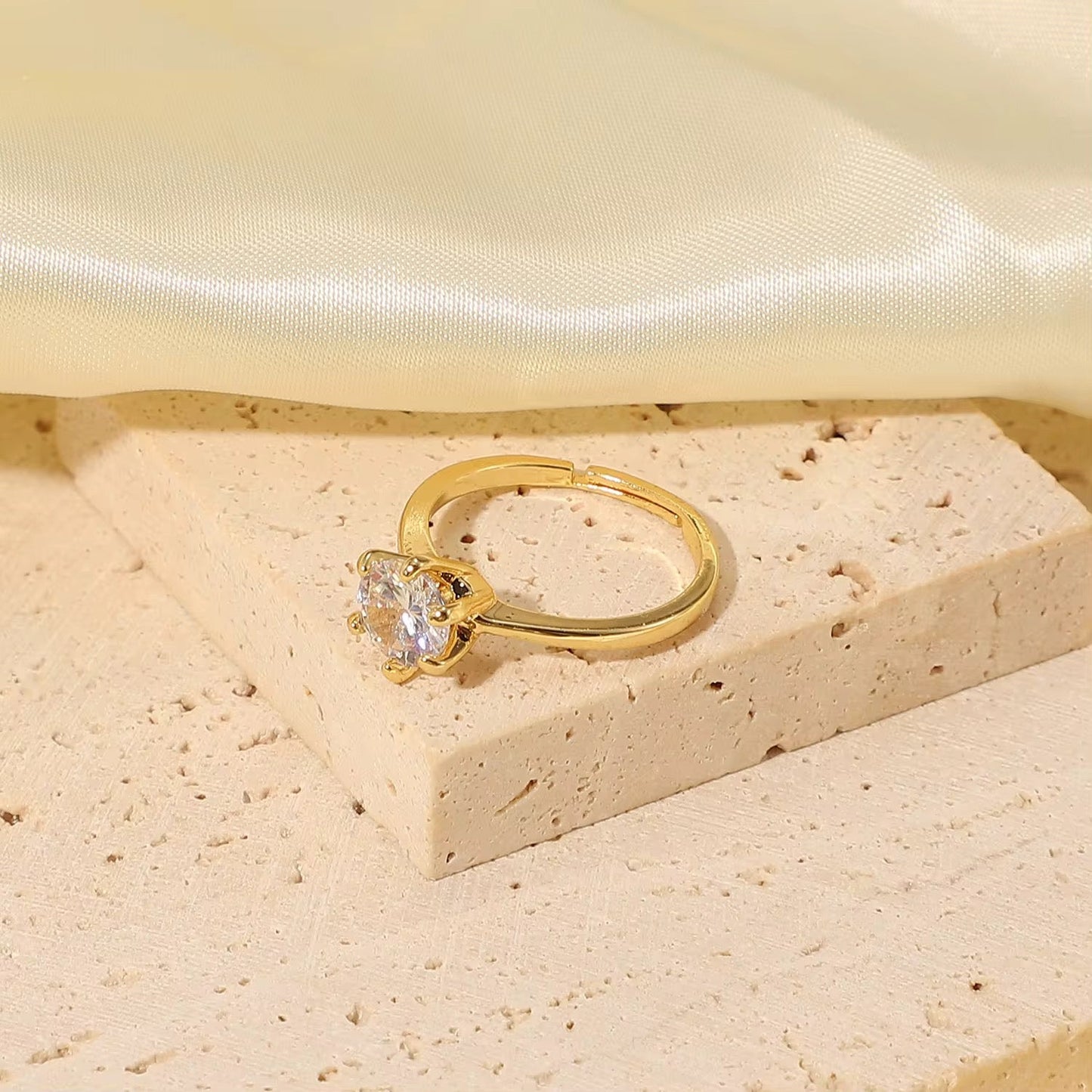 Orek Elouise Round Zircon Ring ring styled with everyday outfit