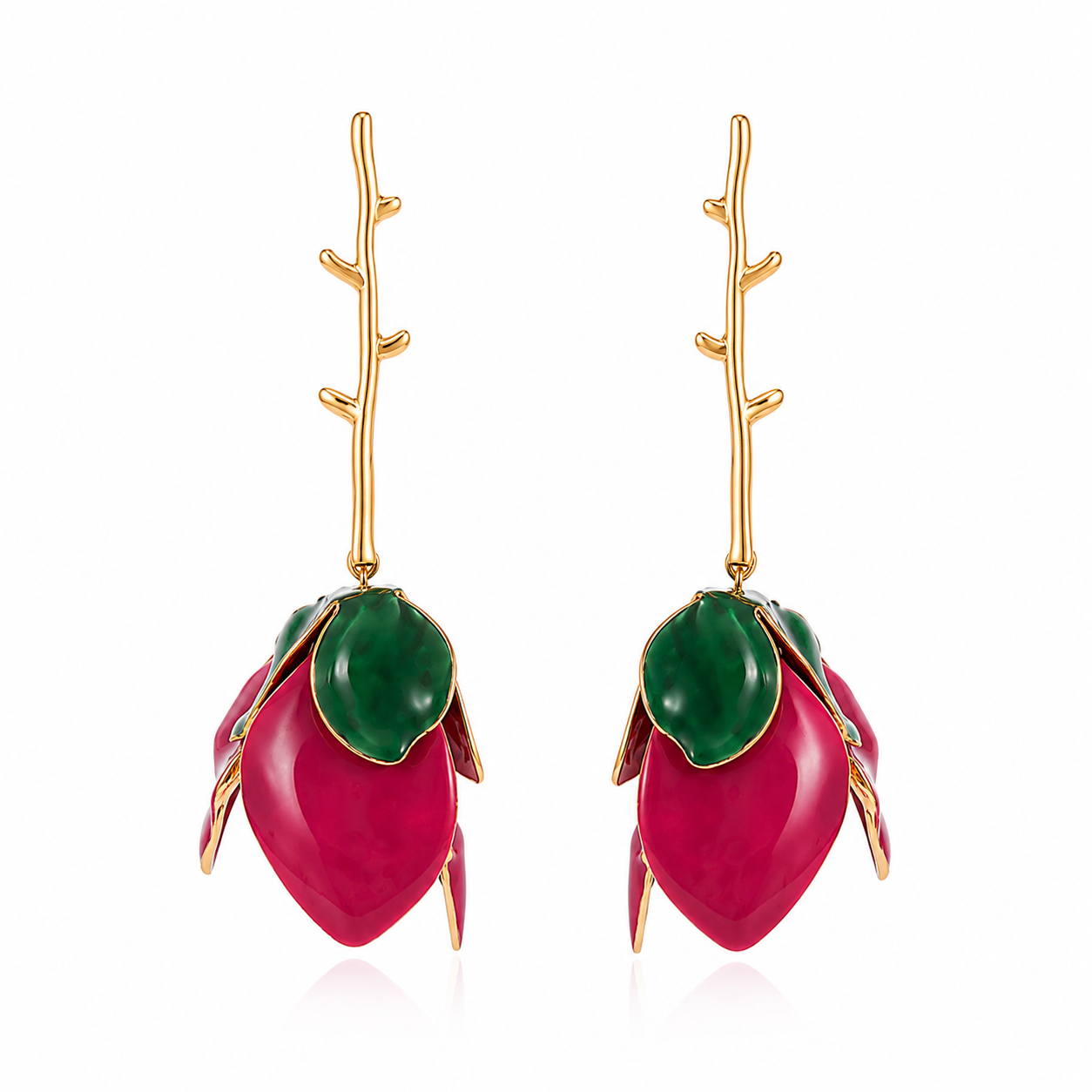 Orek Solene Metallic Rose Dangler waterproof anti tarnish earrings for women
