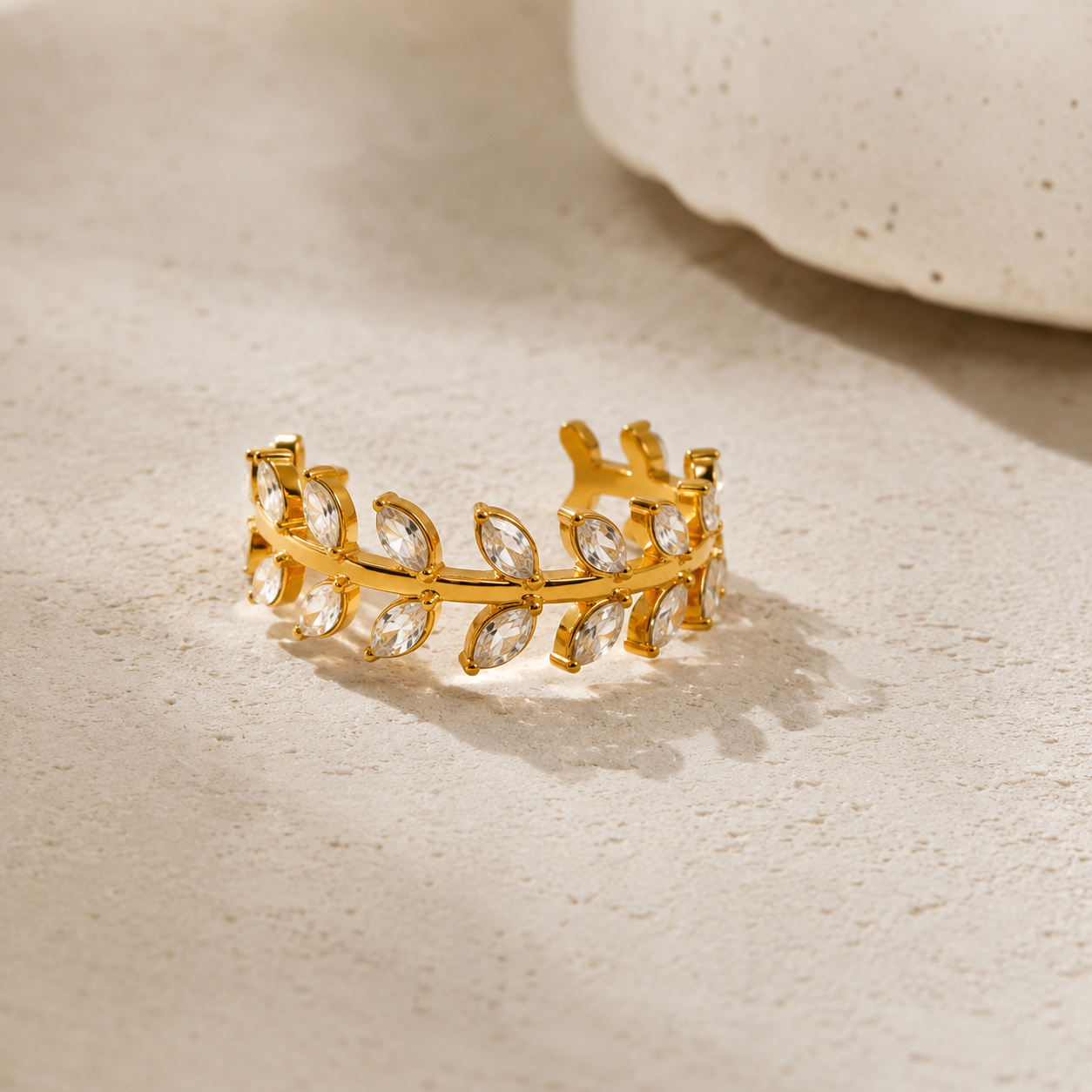 Orek Dainty Branch Leaf Ring ring styled with everyday outfit