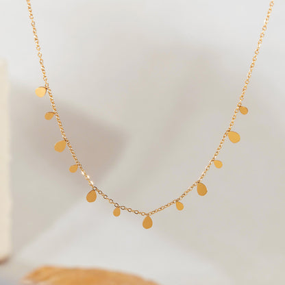 Orek Ivya Liquid Drop Necklace — alternate angle, anti-tarnish gold plated