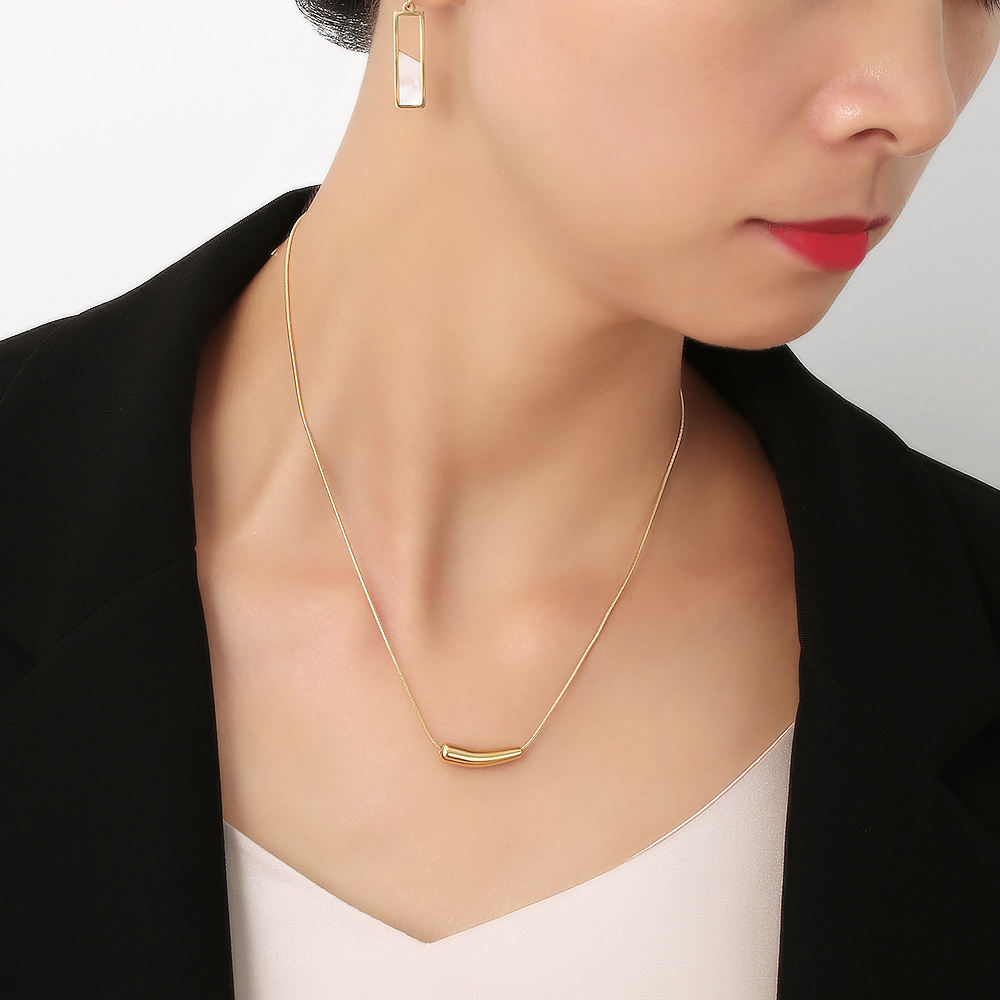 Orek Solyn Curved Arc Necklace necklace styled with everyday outfit