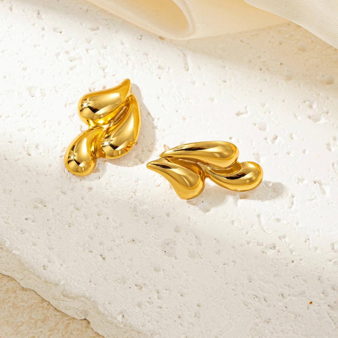 Orek Golden Swirl Drop Earrings waterproof anti tarnish earrings for women