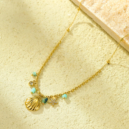Woman wearing Orek Ciela Ocean Charm Necklace necklace