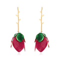 OREK Solene Metallic Rose Dangler Anti Tarnish Gold Plated Jewelry 2.5 Micron Premium Finish Long Lasting with 1 Year Exchange Warranty
