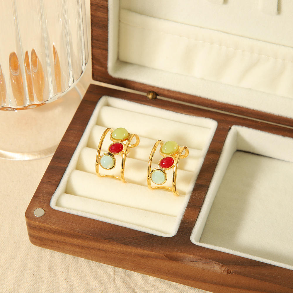 Woman wearing Orek Radiant Harmony Crystal Earrings earrings